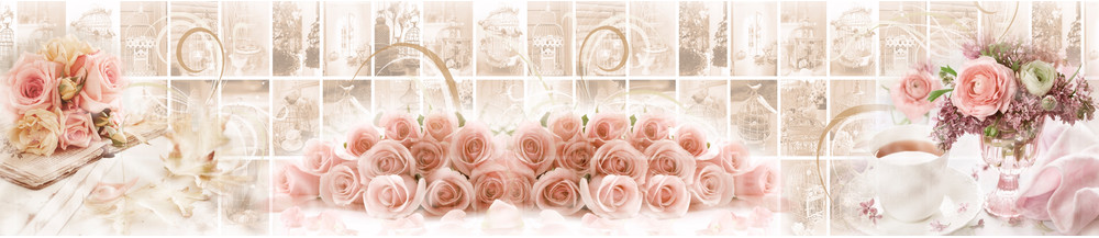 BS 187 - Розовые розы#Цветы#Плитка#